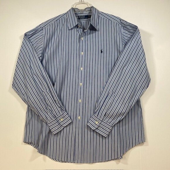 Polo Ralph Lauren Other - Polo Ralph Lauren Blue Striped Long Sleeve Button Up Cotton Casual Shirt‎ XL